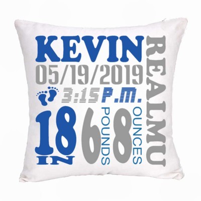 Custom Newborn Birth Announcement Boy Gift Personalized Sequin Pillow